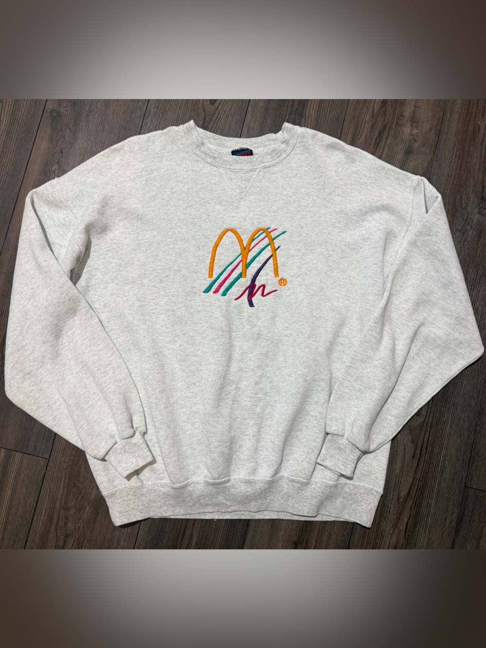 Vintage McDonald’s Sweatshirt XL USA Made SOFFE Fleece Embroidered Logo 80s 90s